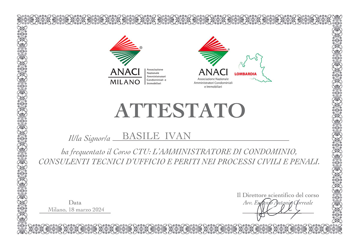 attestato corso ctu ivan basile