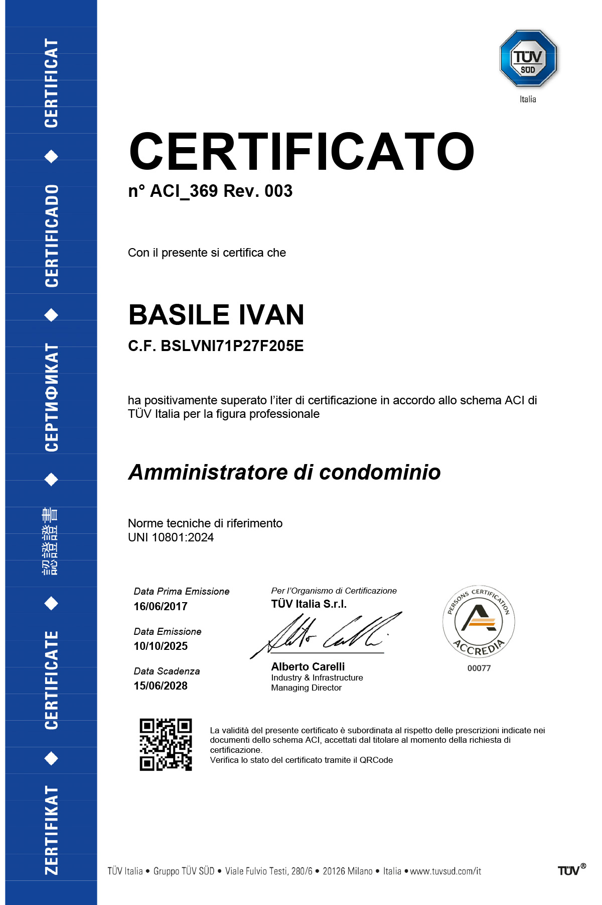 certificato ivan basile tuv